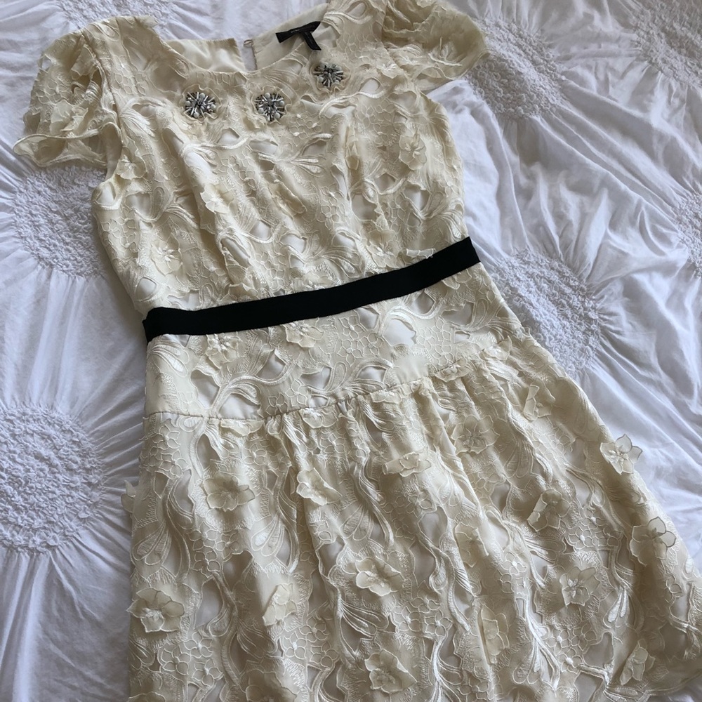 (FIRM) Beautiful 💯 Silk Beaded Lace BCBGMAXAZRIA - Picture 6 of 8